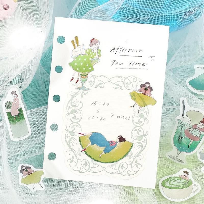 BGM Planner Sticker Flakes - A Girl and a Coffee Shop - Melon Cream