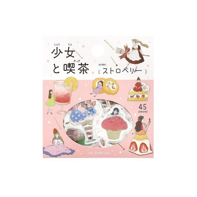 BGM Planner Sticker Flakes - A Girl and a Coffee Shop - Strawberry