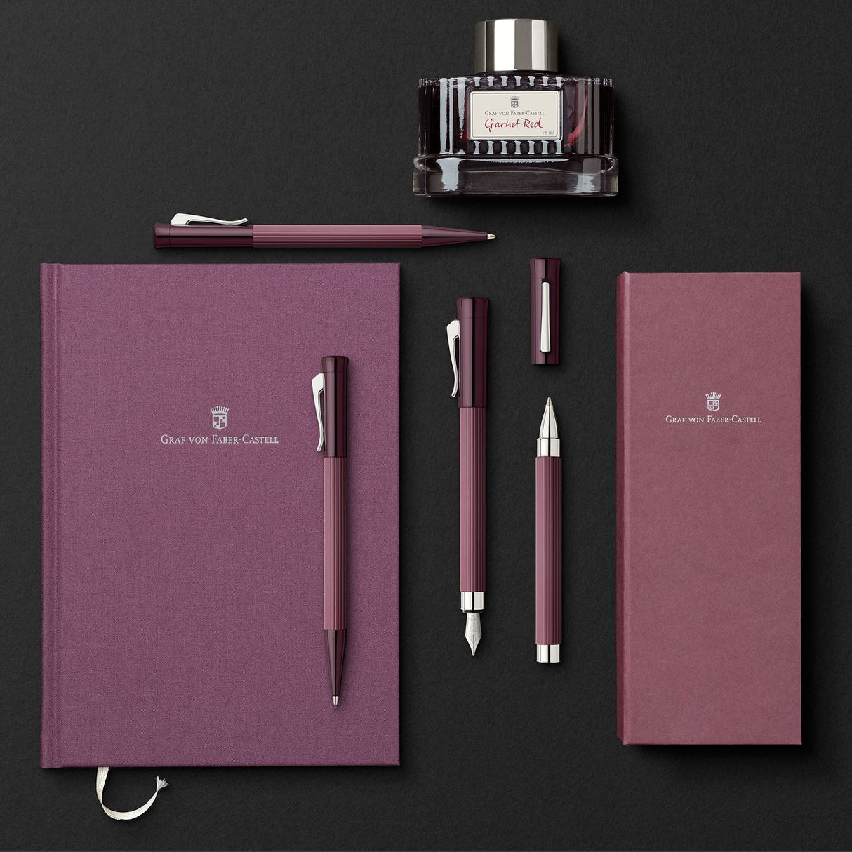 Graf von Faber-Castell A5 Notebook with Linen Cover - Dark Bordeaux