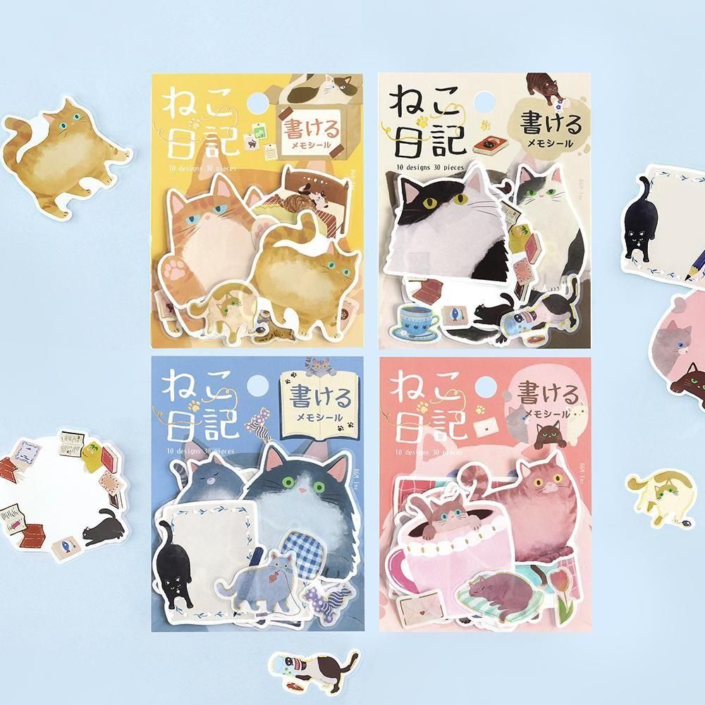 BGM Memo Stickers - Cat Diary - Pink