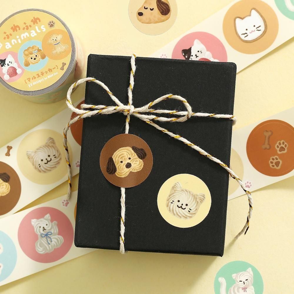 BGM Roll Stickers - Round Stickers - Fluffy Animals