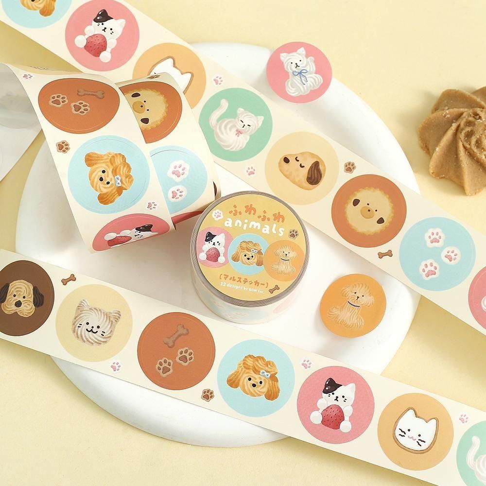 BGM Roll Stickers - Round Stickers - Fluffy Animals