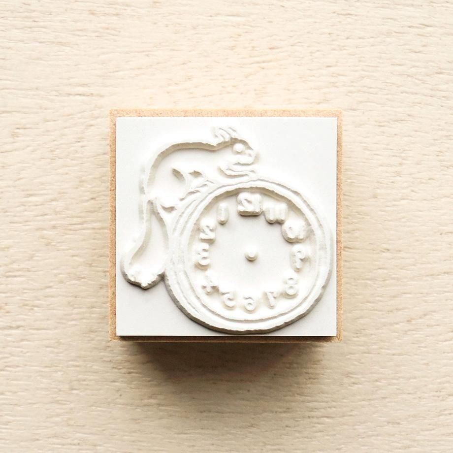 Hyogensha Cozyca Midori Asano Stamp - Clock and Squirrel