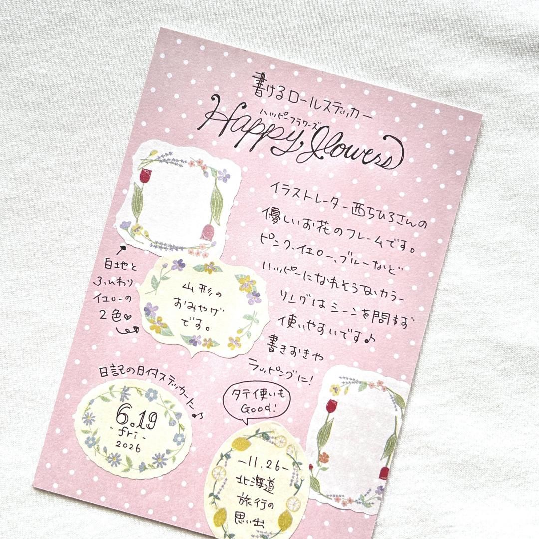 Bande Washi Tape Sticker Roll - Writeabale - Happy Flowers