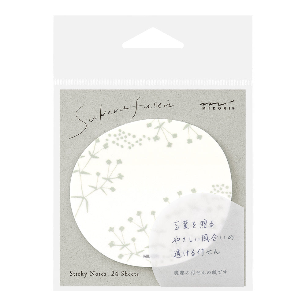Midori Sticky Notes - Transparent - Small Flowers White