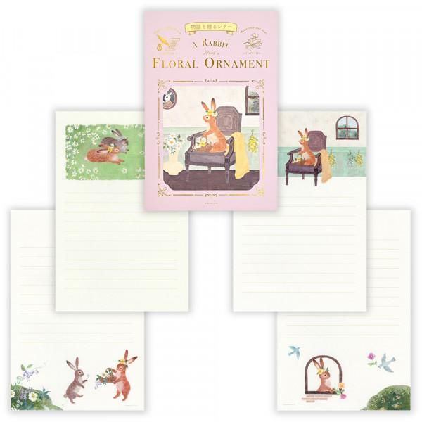 NB Letter Paper - Ressa - A Rabbit with a Flower Ornament
