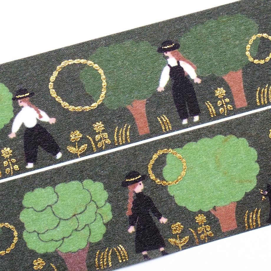 Hyogensha Cozyca Necktie Foil-Stamped Washi Tape - Green