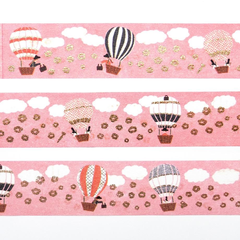 Hyogensha Cozyca Necktie Foil-Stamped Washi Tape - Hot Air Balloon Journey
