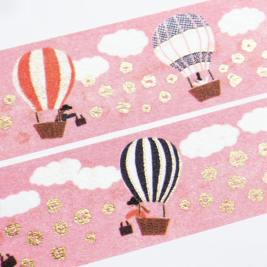 Hyogensha Cozyca Necktie Foil-Stamped Washi Tape - Hot Air Balloon Journey