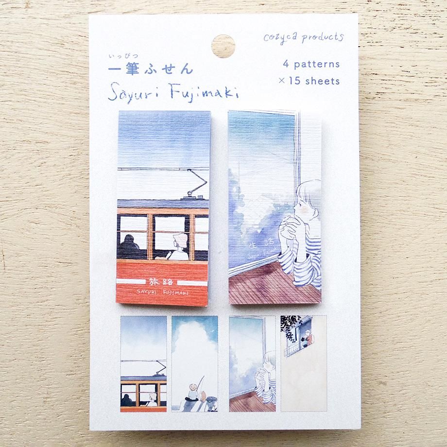 Hyogensha Cozyca Sayuri Fujimaki One-Line Sticky Notes - Travel & Life