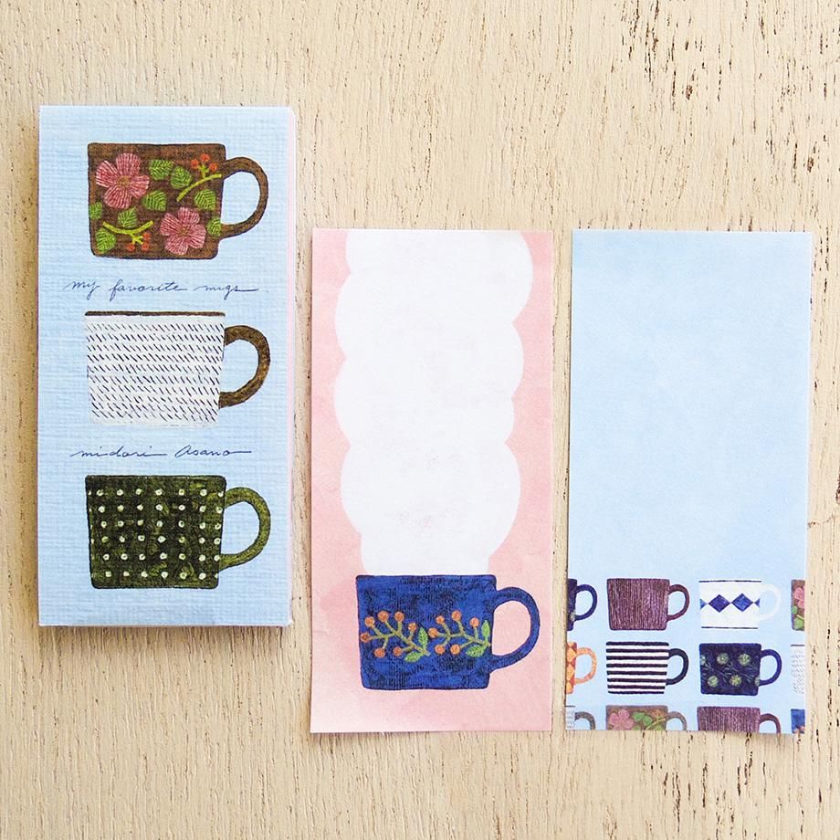 Hyogensha Cozyca Midori Asano One-Line Sticky Notes - MY FAVORITE MUGS・three o'clock
