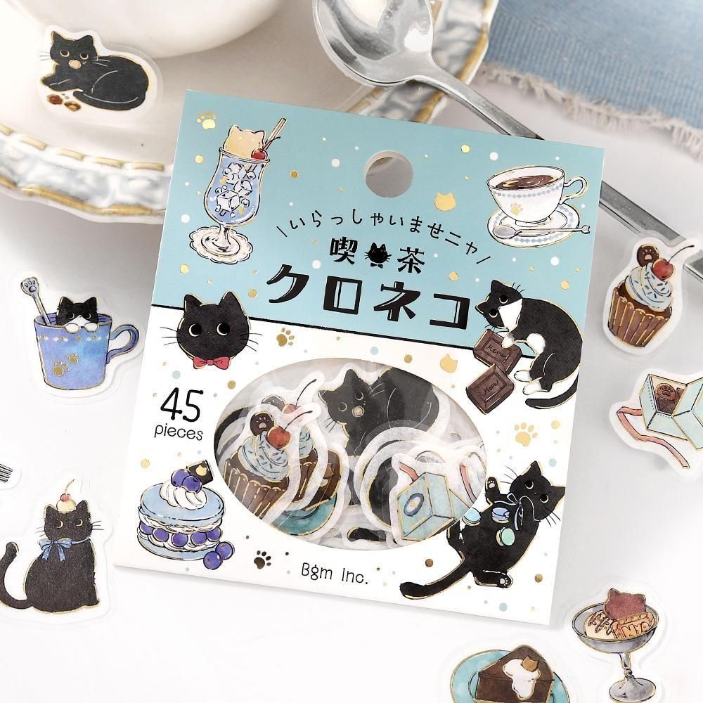 BGM Flake Stickers - Welcome Meow - Cafe Kuroneko
