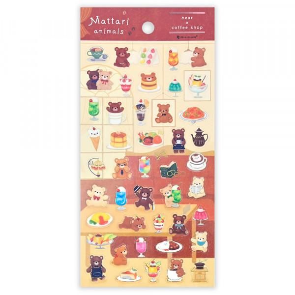 NB Large Clear Sticker - Mattari - Bear and Retro Cafe