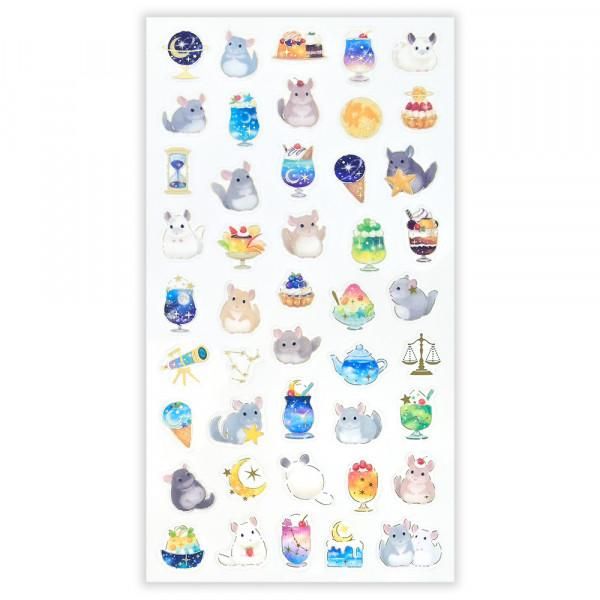 NB Large Clear Sticker - Mattari - Chinchilla and Night Cafe