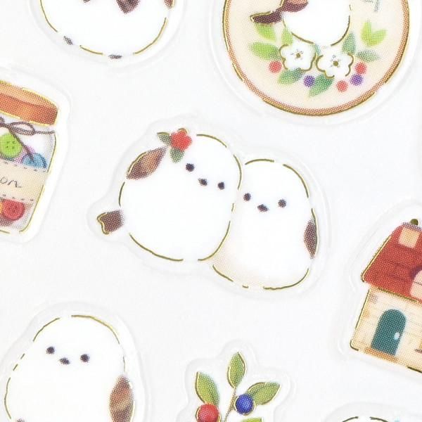 NB Large Clear Sticker - Mattari - Long-tailed Tit and Sewing