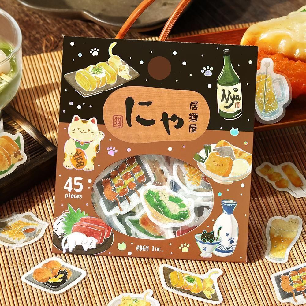 BGM Flake Stickers - Let's Eat, Meow! - Izakaya Nyan
