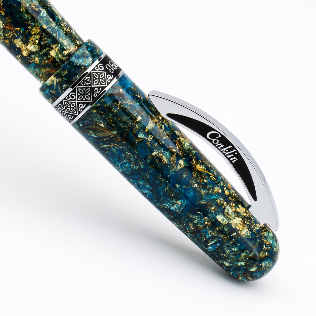 Conklin 1898 Solaris Fountain Pen - Blue w/ Chrome Trim