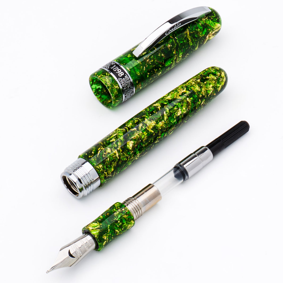 Conklin 1898 Solaris Fountain Pen - Green w/ Chrome Trim