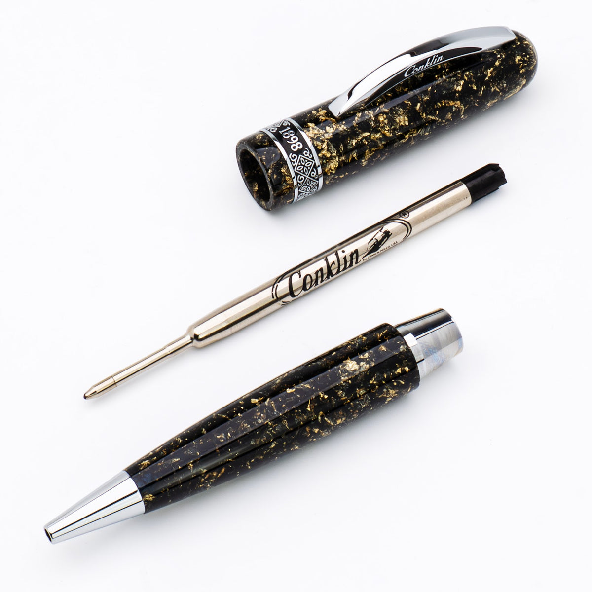 Conklin 1898 Solaris Ballpoint Pen - Black w/ Chrome Trim