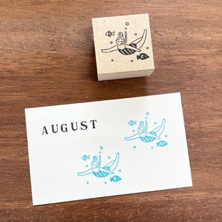 Stamp Marché Seasonal Illustration Stamp - August - Marle Under the Sea