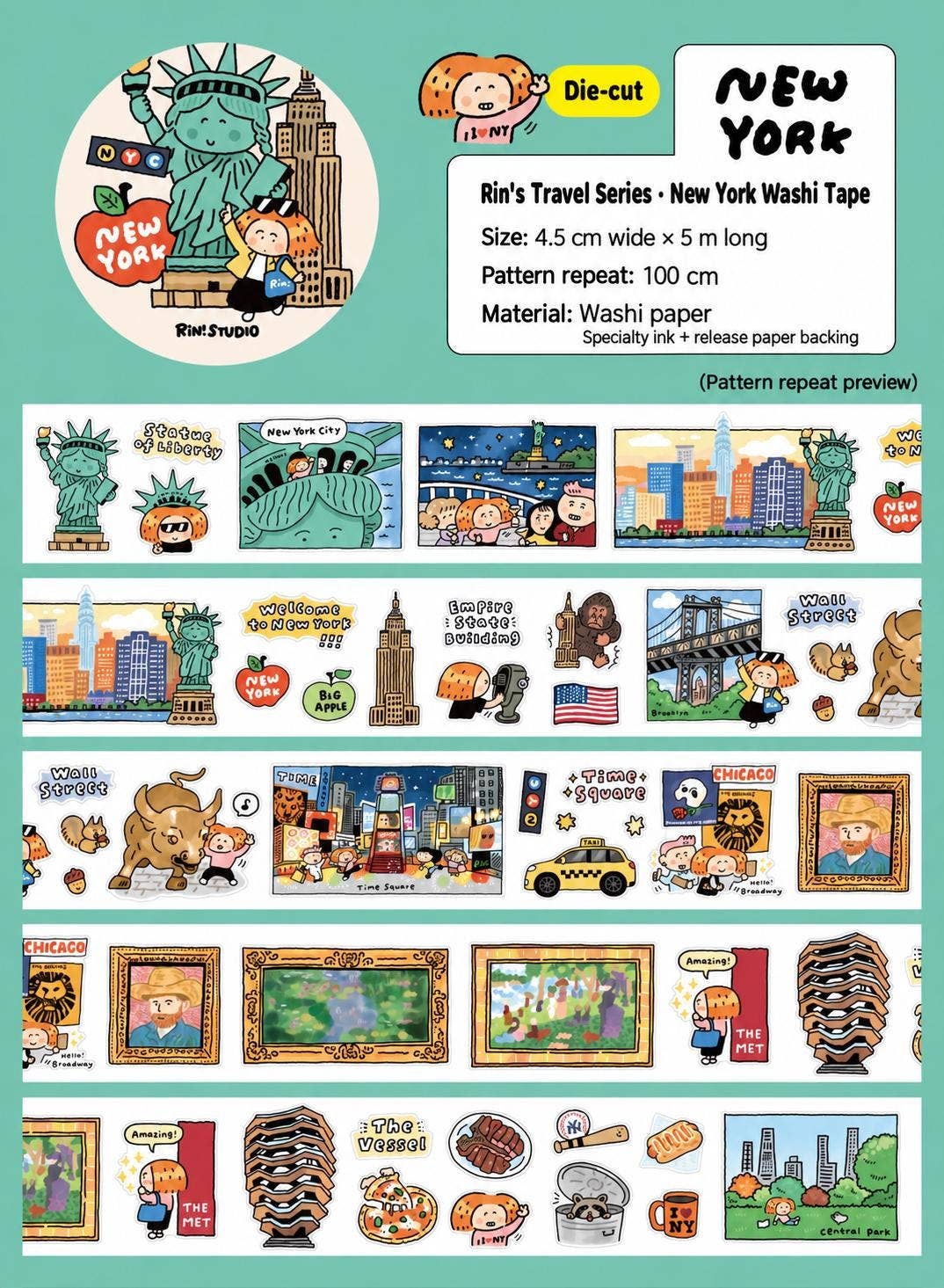 RiN! Studio New York City Die-Cut Washi Tape