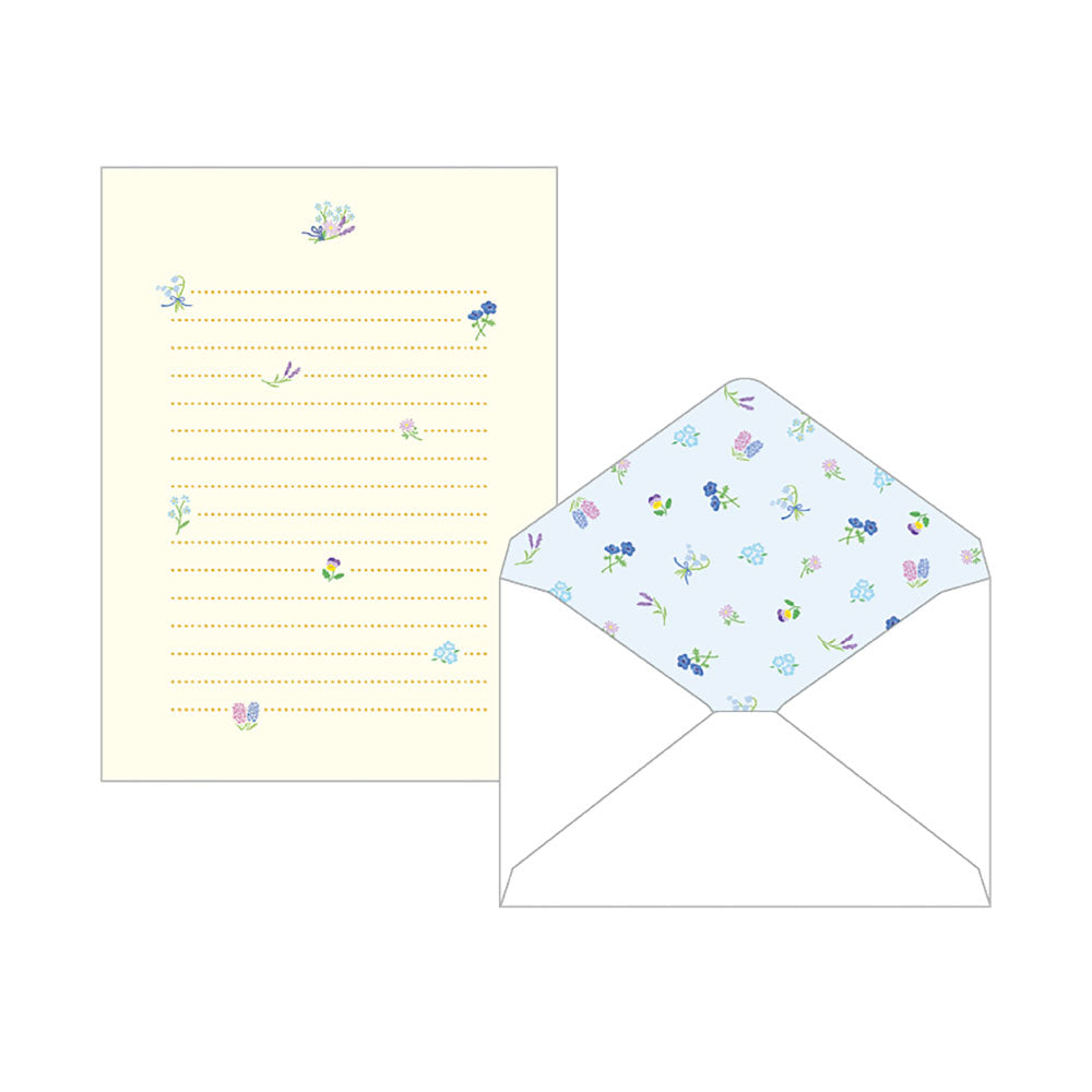 EL COMMUN Papoter Letter Set - Blue Flowers