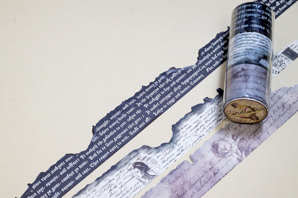 CoraCreaCrafts Burnt Writing Washi Tape Set
