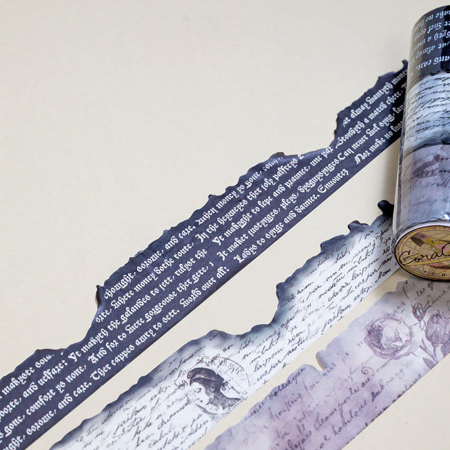 CoraCreaCrafts Burnt Writing Washi Tape Set