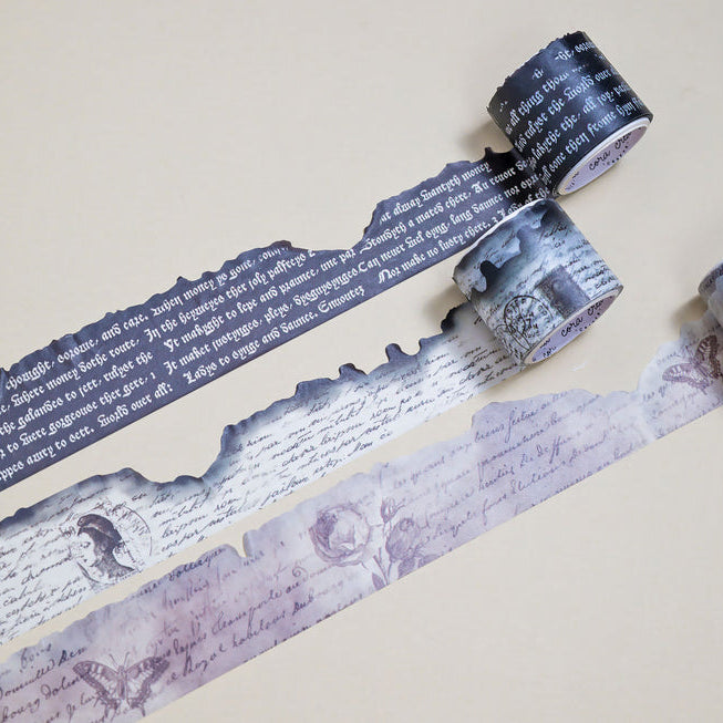 CoraCreaCrafts Burnt Writing Washi Tape Set