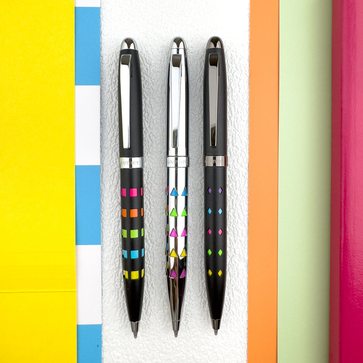 Monteverde llusia Gel Ink Pen - Diamond Shapes Black Matte with Gunmetal Trim