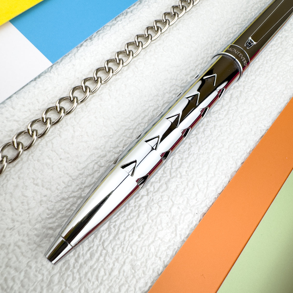 Monteverde llusia Gel Pen - Triangle Shapes Chrome with Chrome Trim