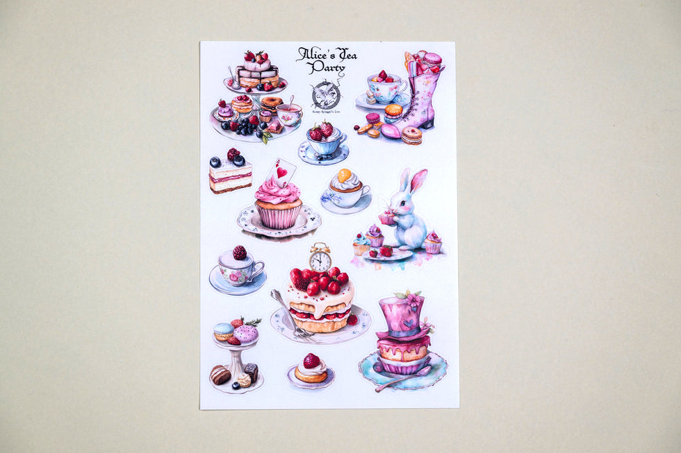 CoraCreaCrafts Sticker Sheet - Alice's Tea Party
