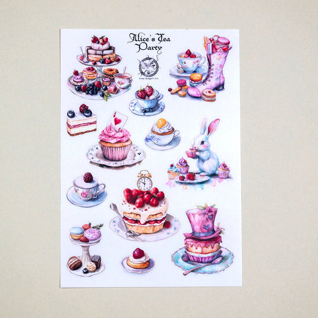 Atlas Stationers - CoraCreaCrafts Sticker Sheet - Alice's Tea Party - Stickers - Image 2
