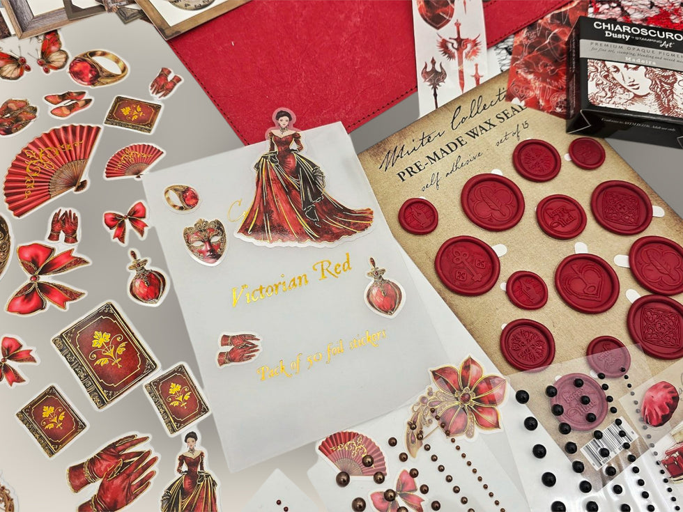 CoraCreaCrafts Foil Sticker Pack - Victorian Red