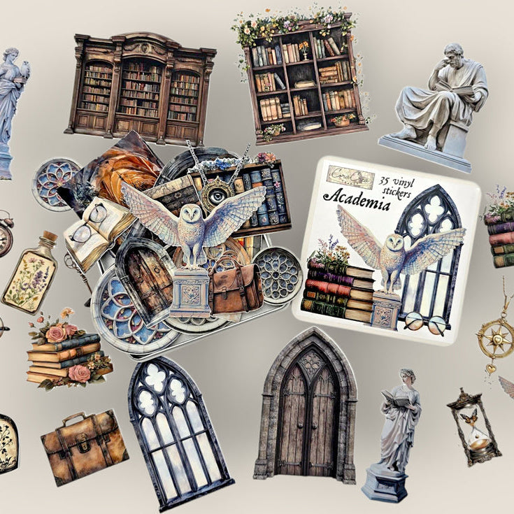 CoraCreaCrafts Academia Sticker Tin Box