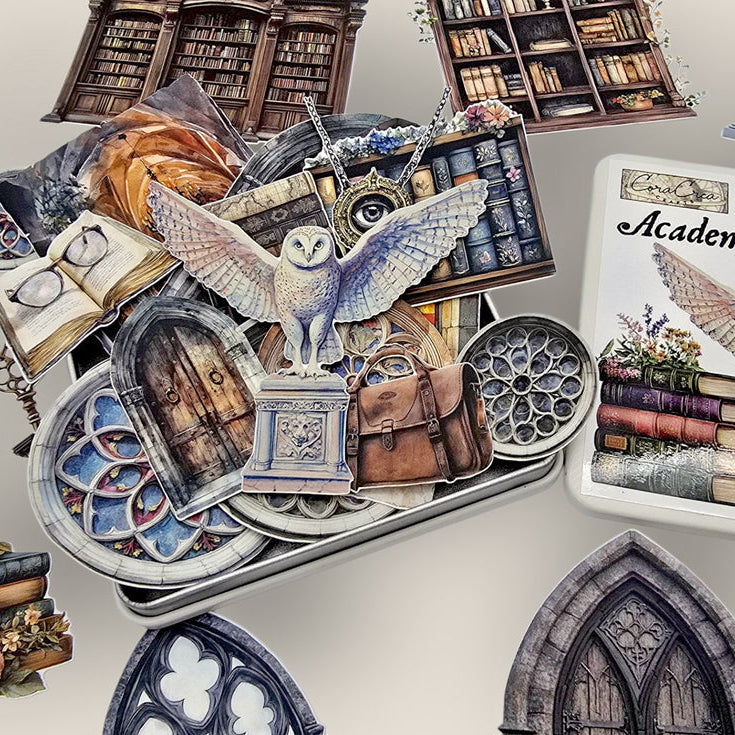 CoraCreaCrafts Academia Sticker Tin Box
