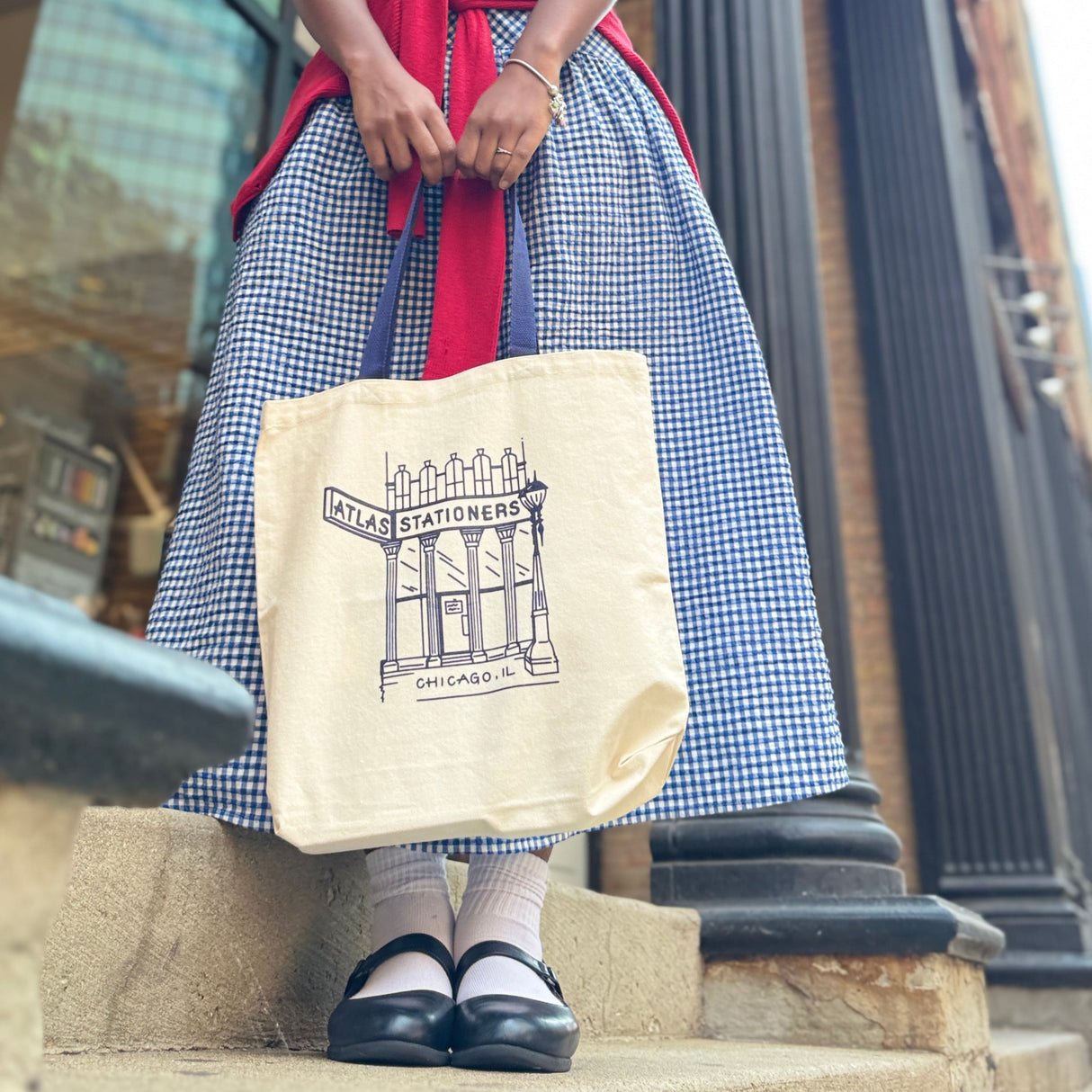 Atlas Stationers Tote Bag - Navy Storefront (Atlas Exclusive)