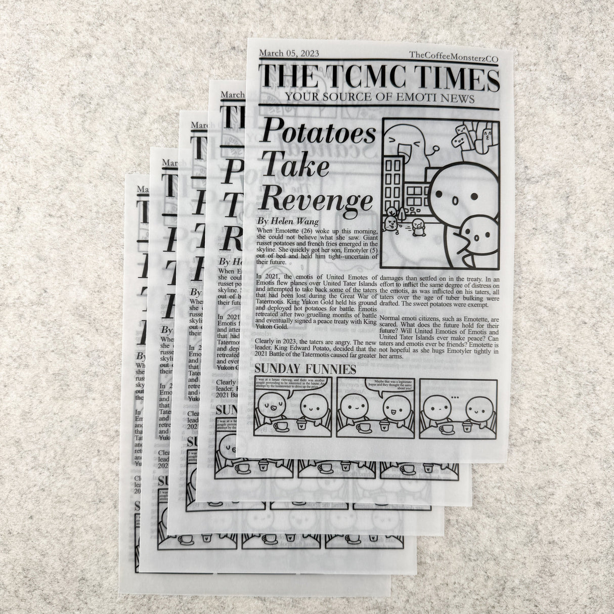 TheCoffeeMonsterzCo Vellum Paper - Set of 5