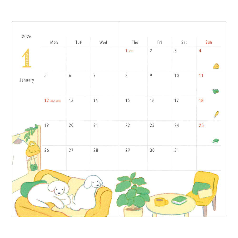 Midori Slim Pocket Diary - Dogs