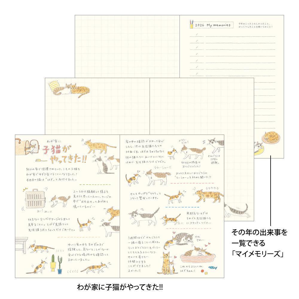 Midori A6 Pocket Diary - Cats