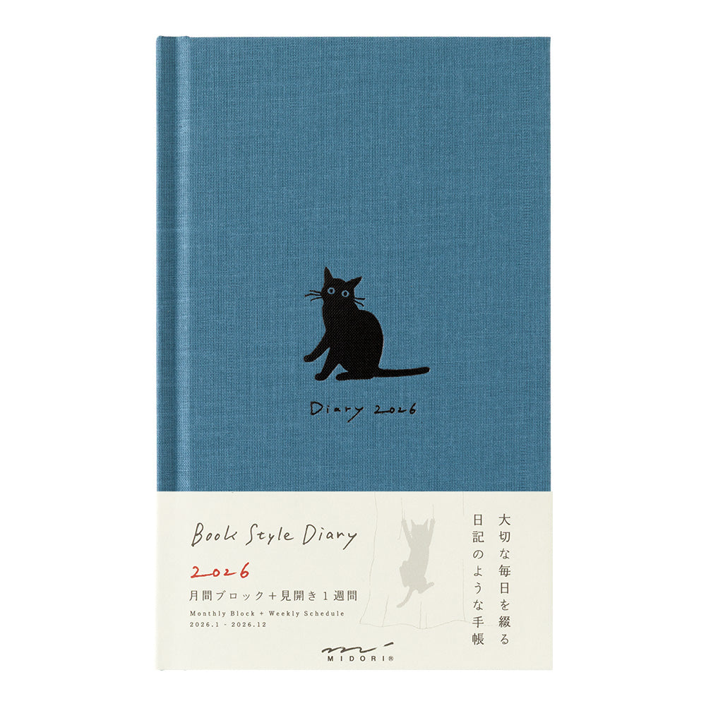 Midori B6 Book Style Diary - Cat Navy