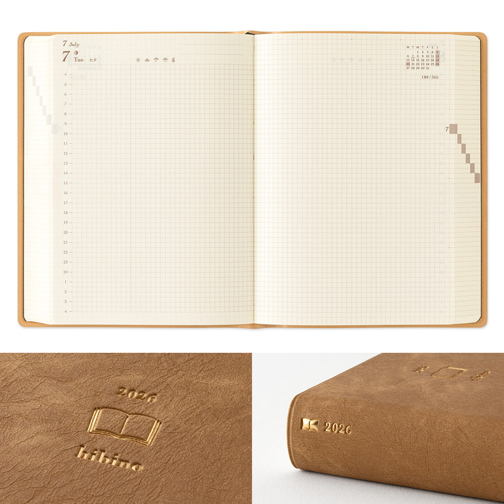 Midori Diary Hibino - A6 Size - Camel