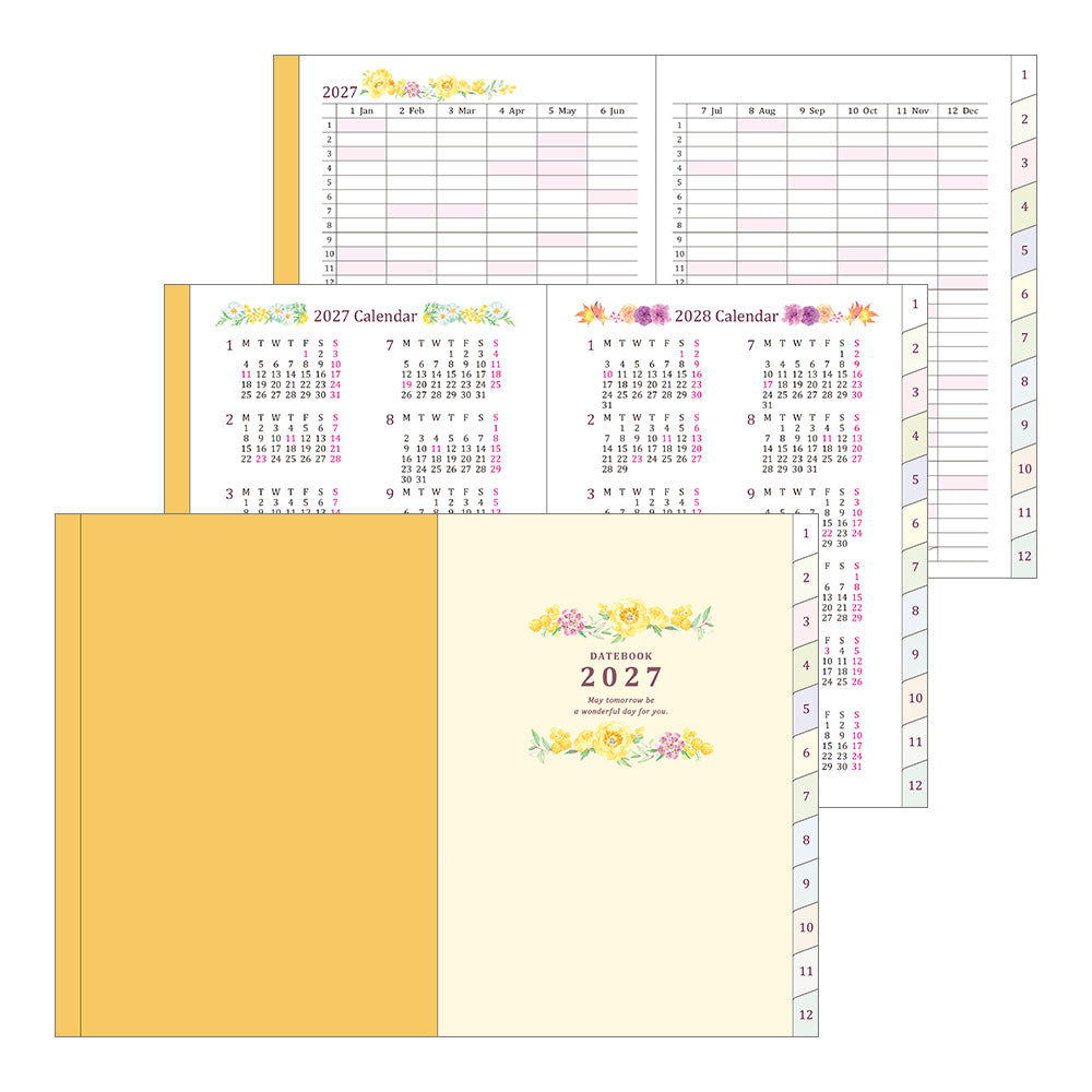 Midori A6 Pocket Diary - Country Time Flower