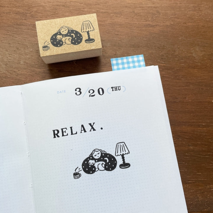 Stamp Marché Marle Illustration Stamp - Coffee and Cat