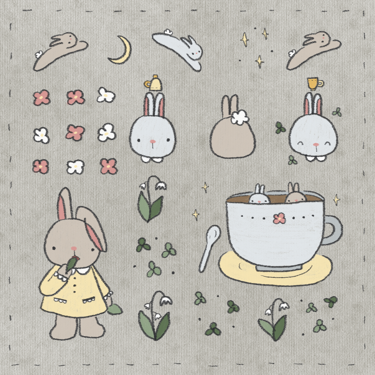 dana ate oatmeal! Bunny Washi Sticker Sheet