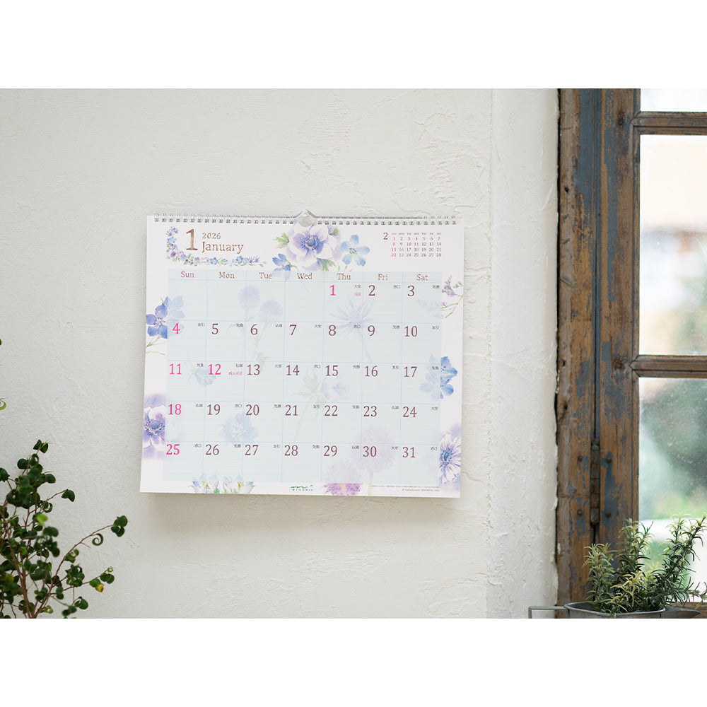 Midori Wall-Hanging Calendar - L - Country Time Flower