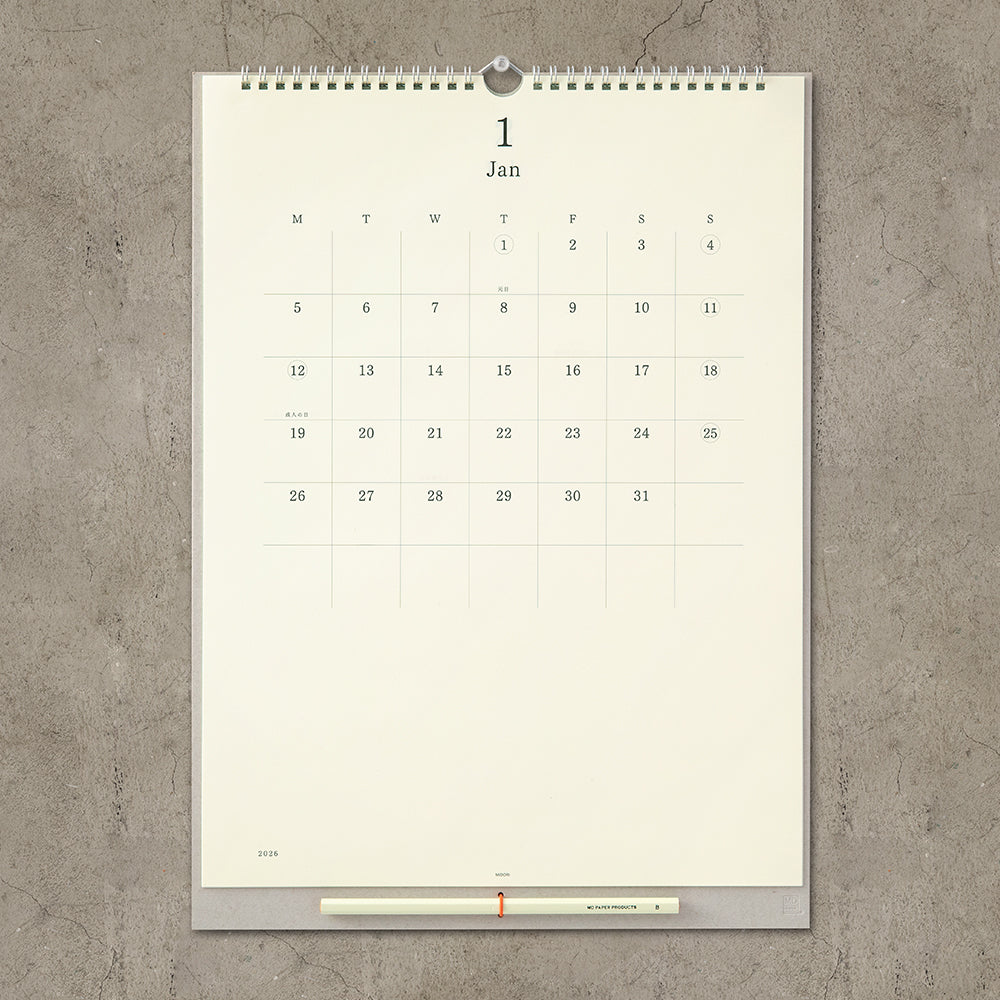 Midori MD Wall-Hanging Calendar with Pencil