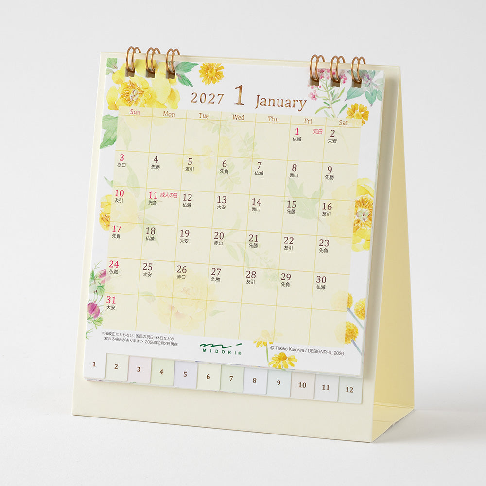 Midori Ring Calendar S - Country Time Flower