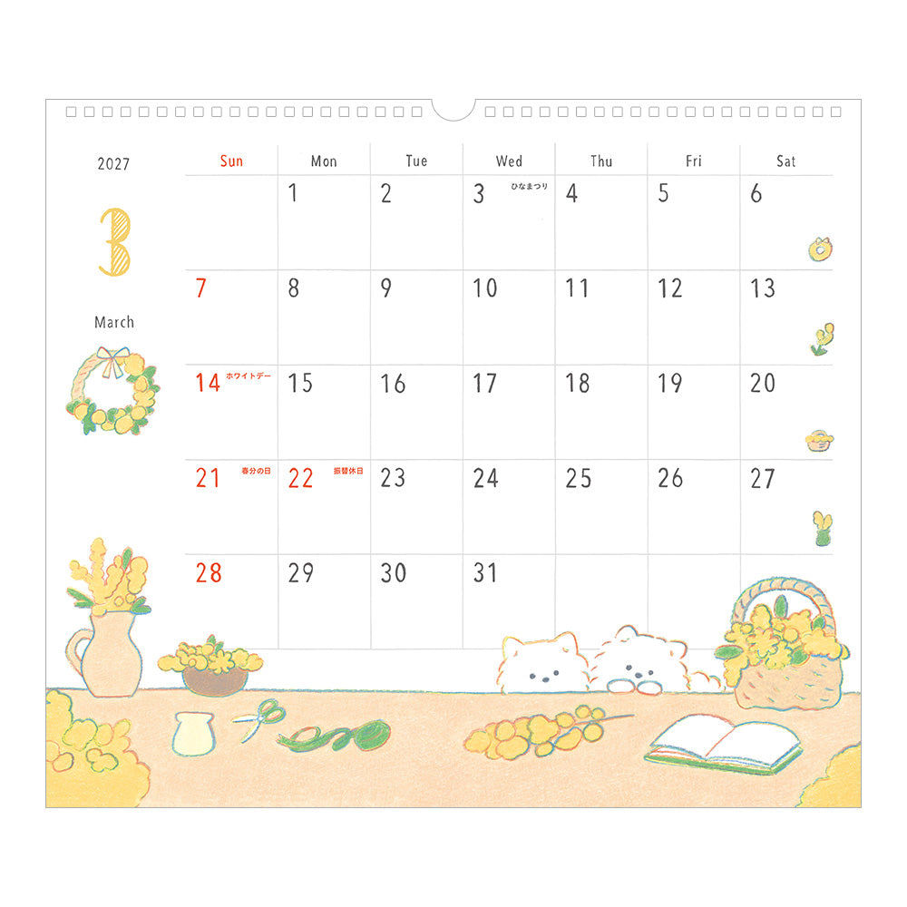 Midori Wall Calendar L - Dog