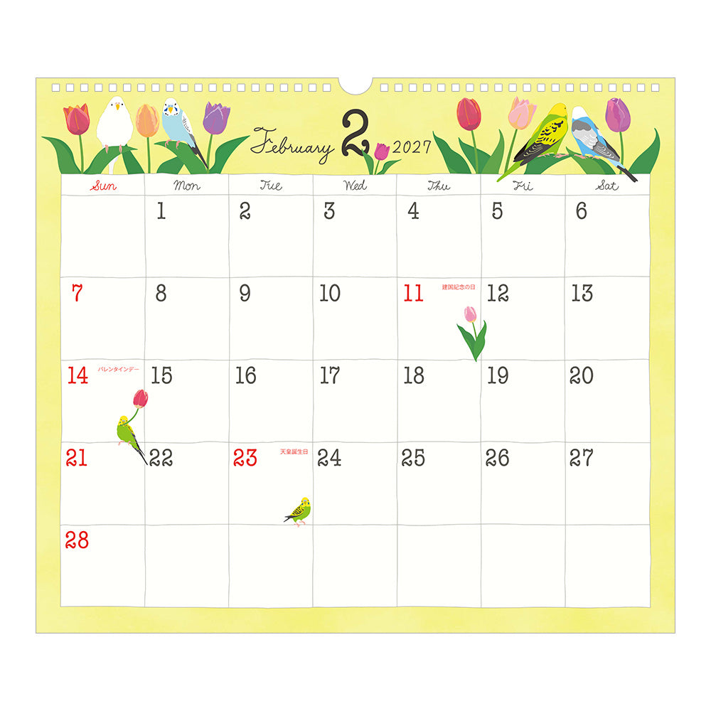 Midori Wall Calendar L - Bird